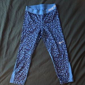 Nike Pro Blue Geometric Leggings